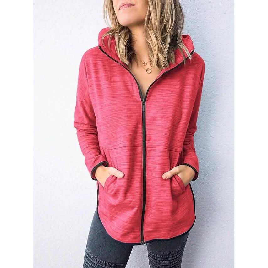 Women's Hoodie Zip Up Hoodie Sweatshirt Plain Zipper Front