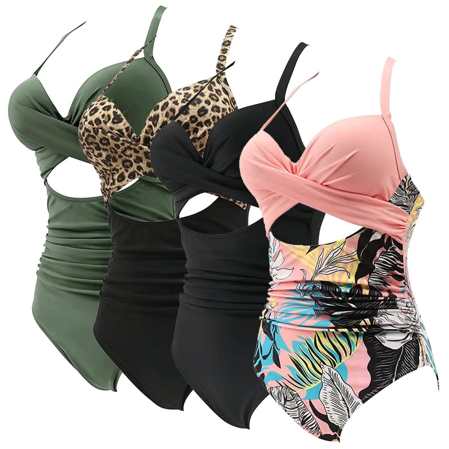Women's One Piece High Waist Swimwear Tummy Control Cutout
