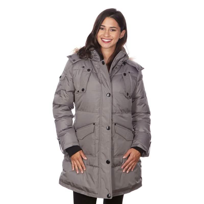 Women's Puffy Coat with Large Pockets and Faux Fur Hood