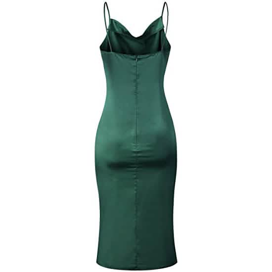 Women's Sleeveless Spaghetti Strap Satin Dress