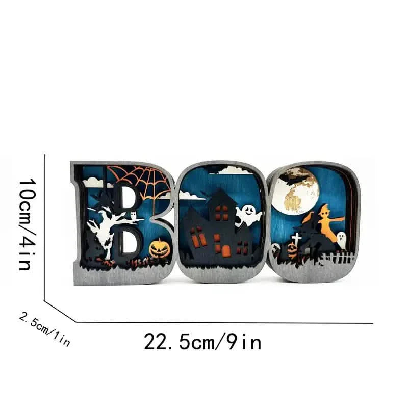 Wooden 3D Halloween Letter Shaped LED Light