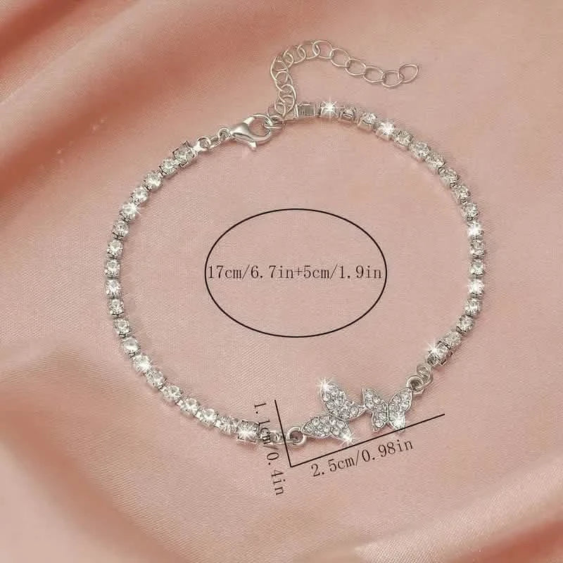 Zinc Alloy Glittering Butterfly Rhinestone Bracelet for Women