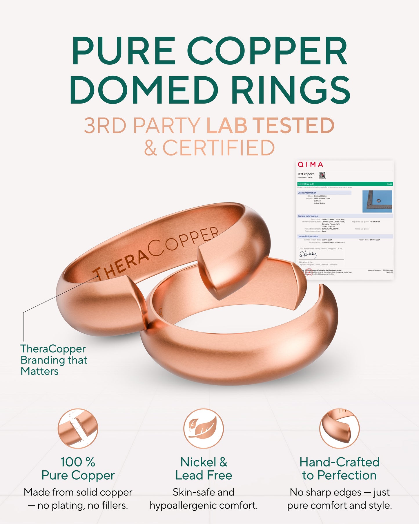 Pure Copper Rings Set - Domed (6mm)