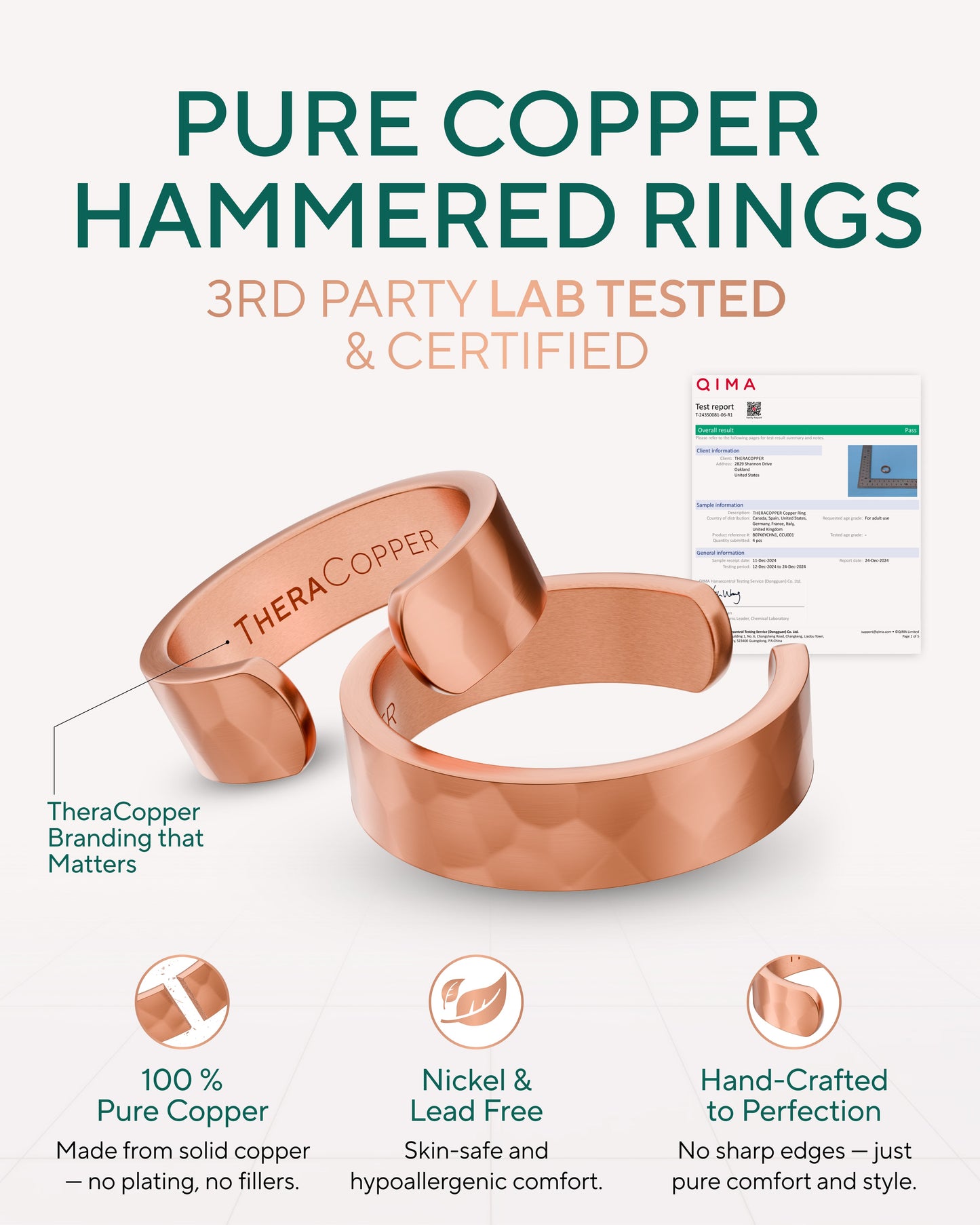 Pure Copper Rings – Hammered (6mm)