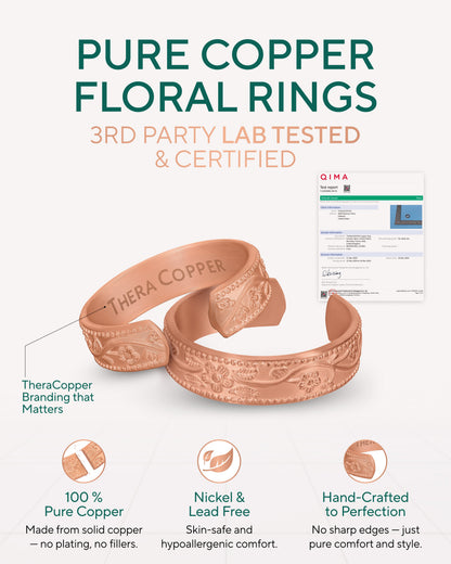 Pure Copper Rings Set – Floral (6mm)