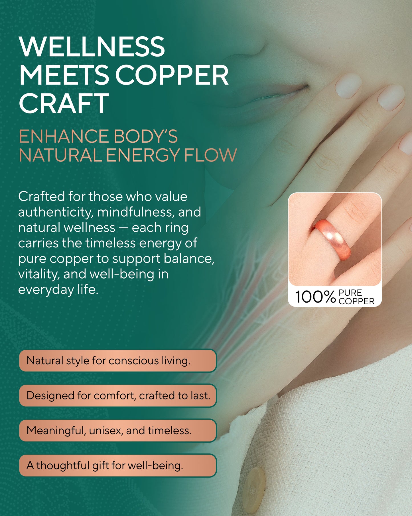 Pure Copper Rings Set - Domed (6mm)