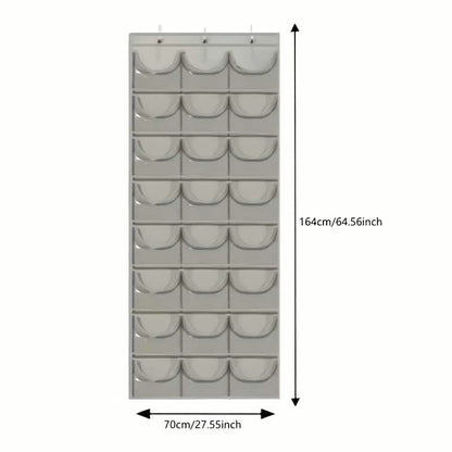 24-Grid Hanging Door Organizer – Space-Saving Nylon Storage with Clear Pockets