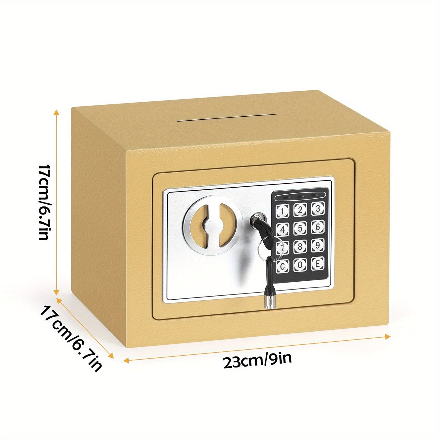 Compact Digital Safe Box – Keypad & Key Access