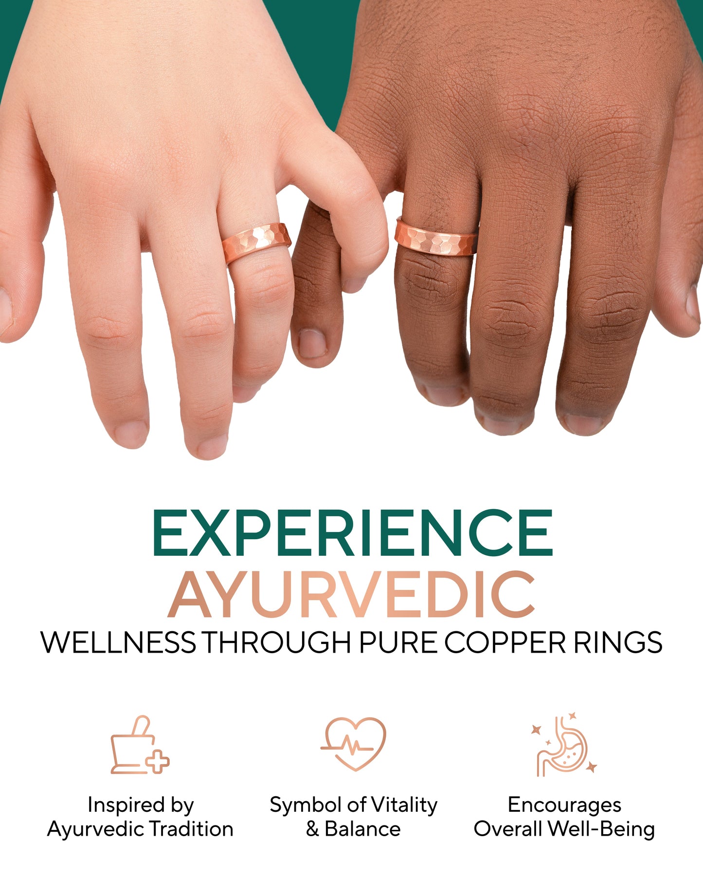 Pure Copper Rings – Hammered (6mm)