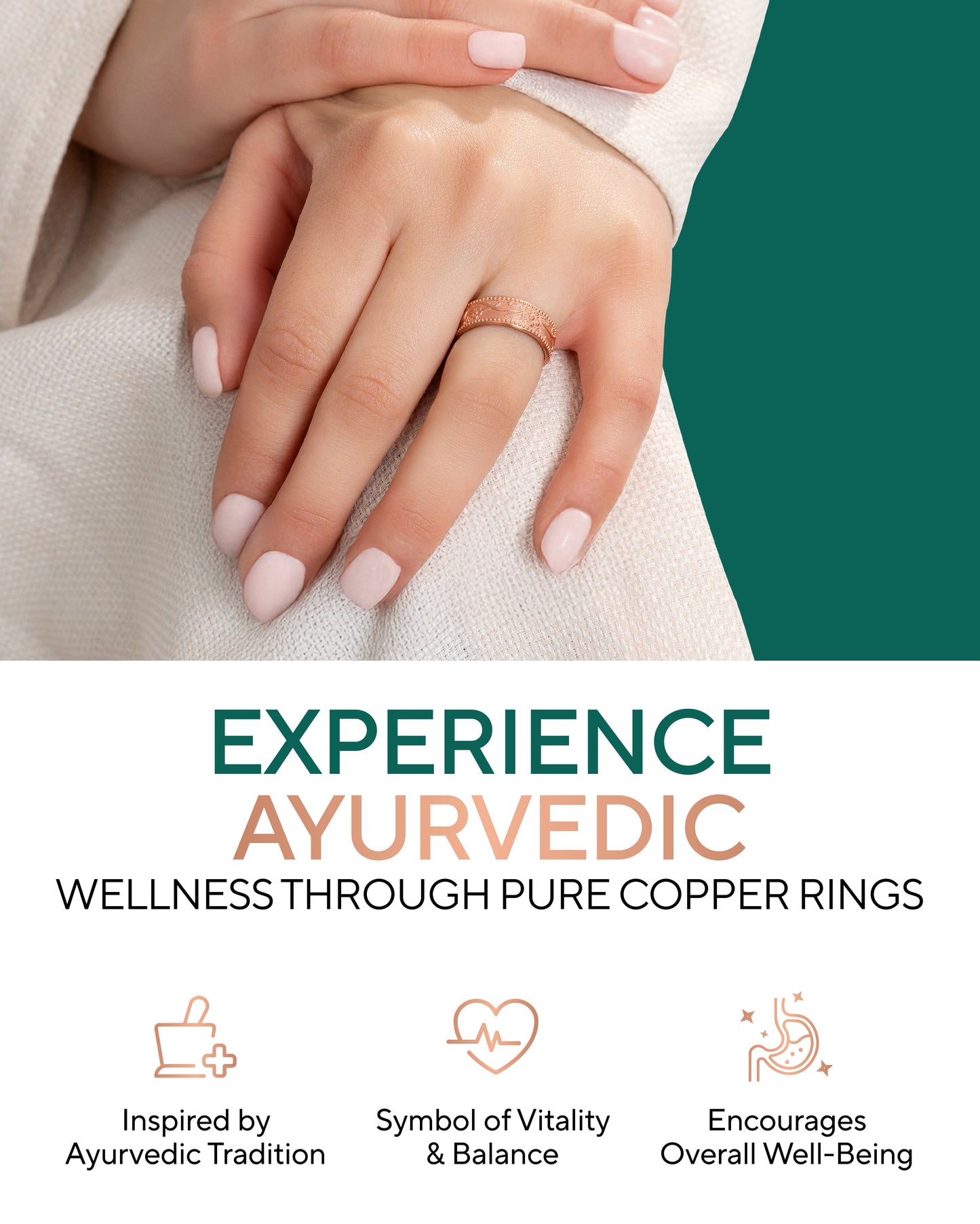 Pure Copper Rings Set – Floral (6mm)