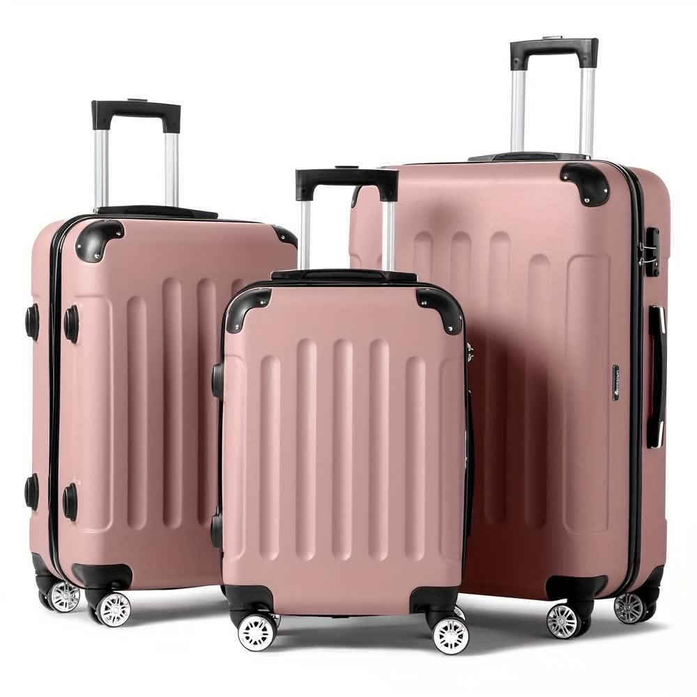 3-Piece Hard Shell Luggage Set with TSA Lock – 20/24/28 Inch 360° Spinner Wheels