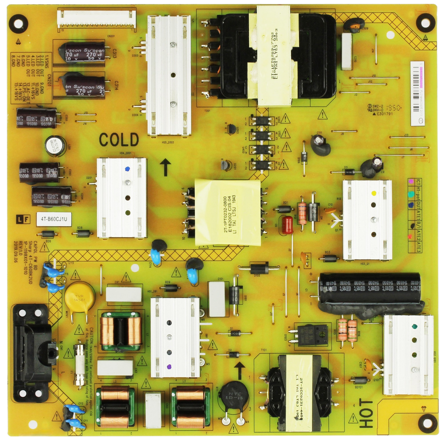 09-60CAP0L0-00 Vizio Power Supply, 1P-1198X01-1010, 4T-C60BK2UD, 4T-B60CJ1U, V605-H3