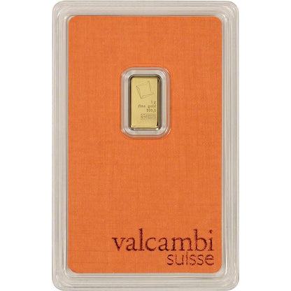 1 Gram Gold Bar - Valcambi Suisse - 999.9 Fine in Sealed Assay