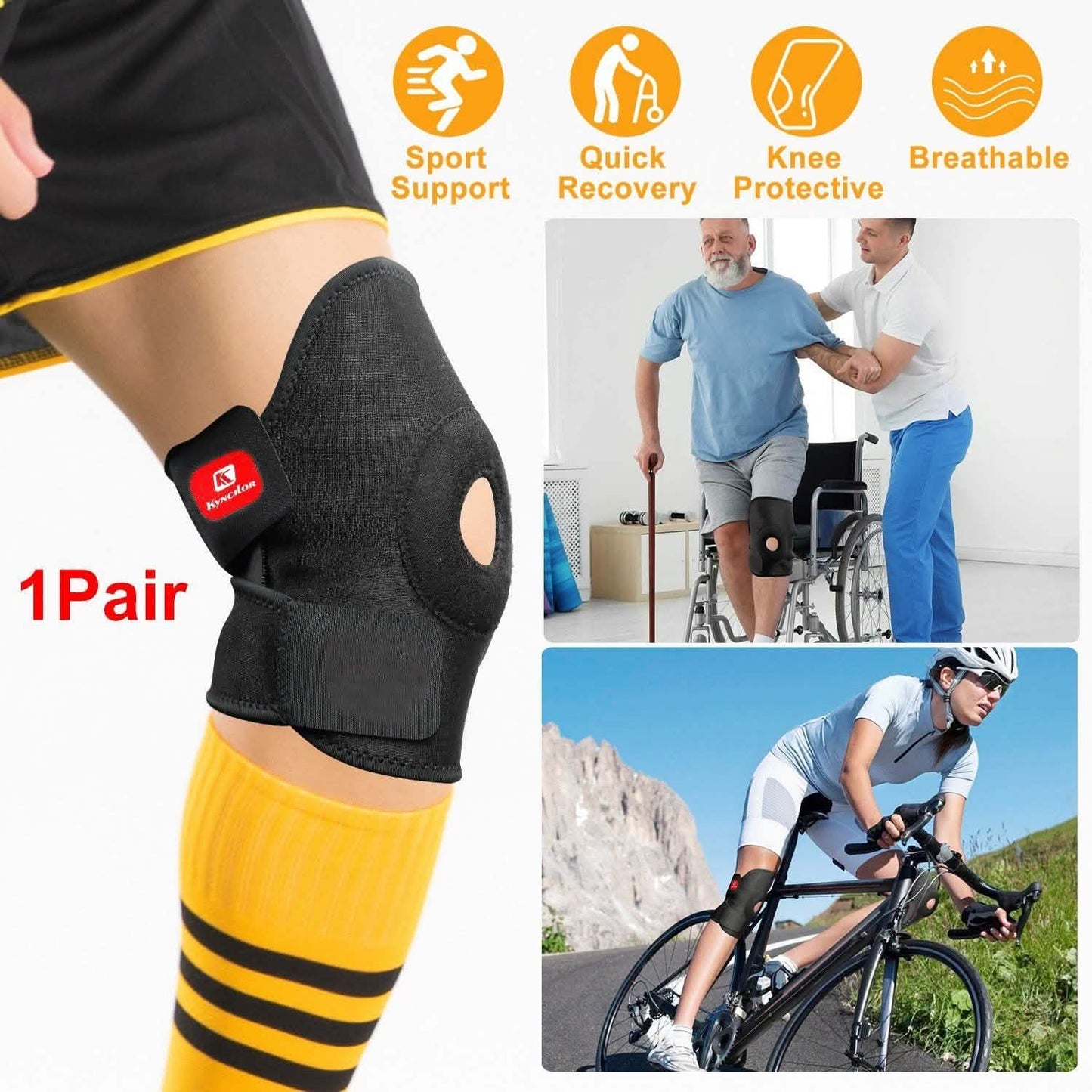 1-Pair: Adjustable Knee Support Compression