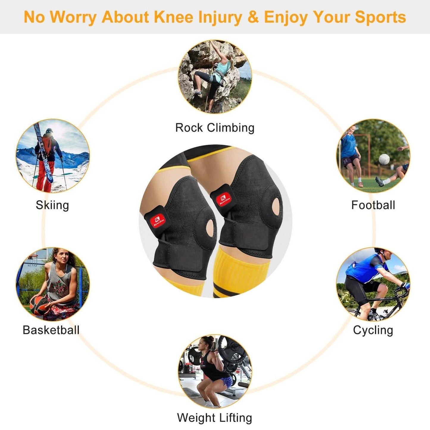1-Pair: Adjustable Knee Support Compression