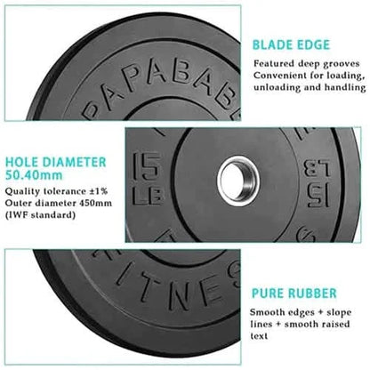 1-Pair: Bumper Plates 2-Inch Bumpers Olympic Weight Plate