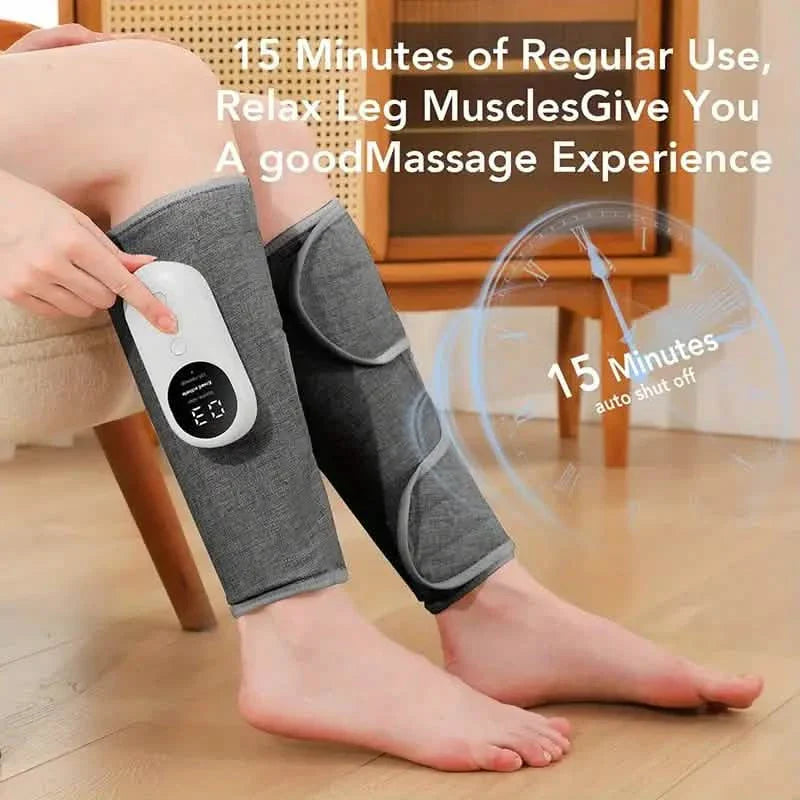 Rechargeable Air Compression Leg Calves Muscle Massager with 3 Intensity Levels and 3 Heat Settings
