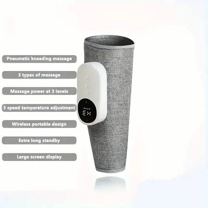 Rechargeable Air Compression Leg Calves Muscle Massager with 3 Intensity Levels and 3 Heat Settings