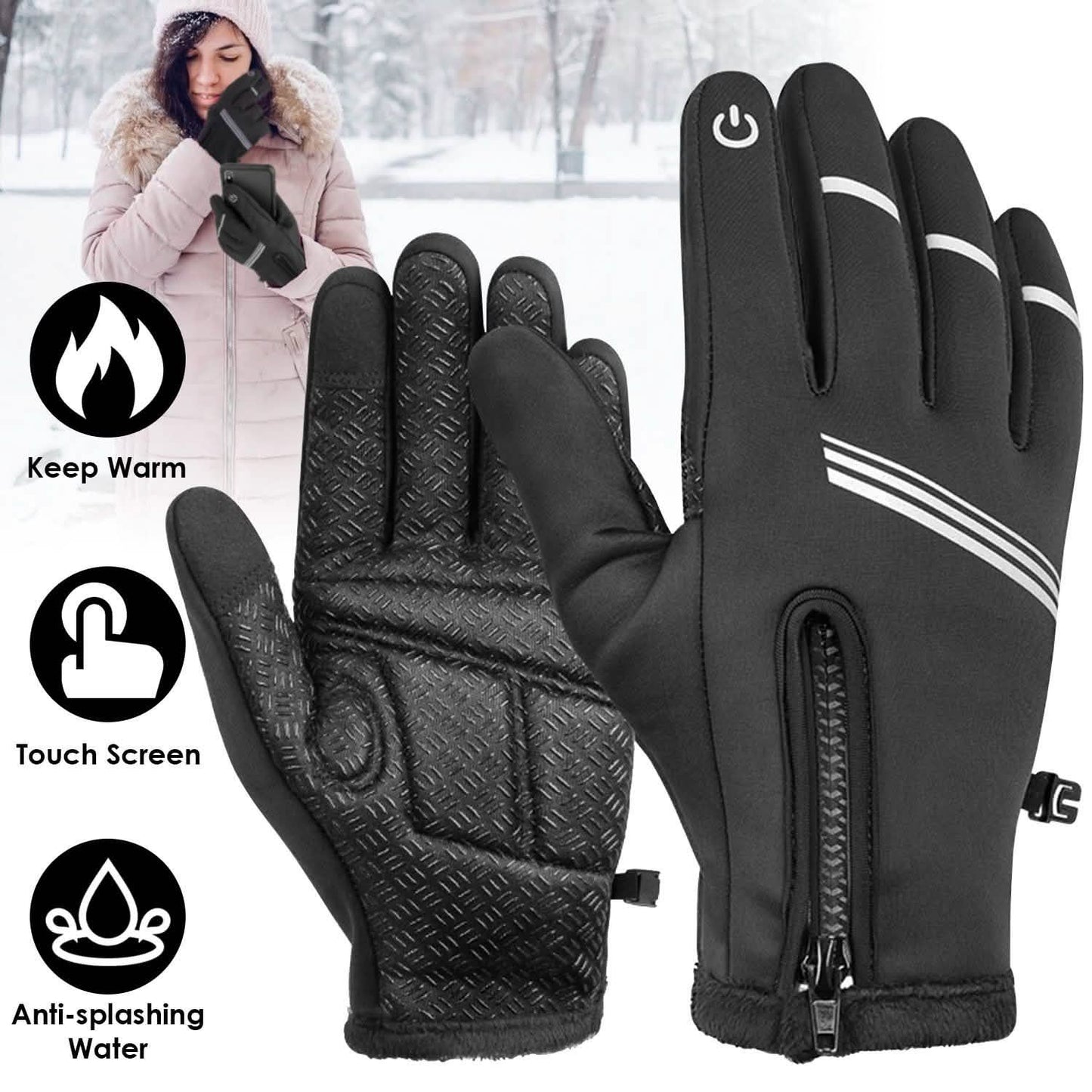 1-Pair: Winter Touchscreen Thermal Gloves