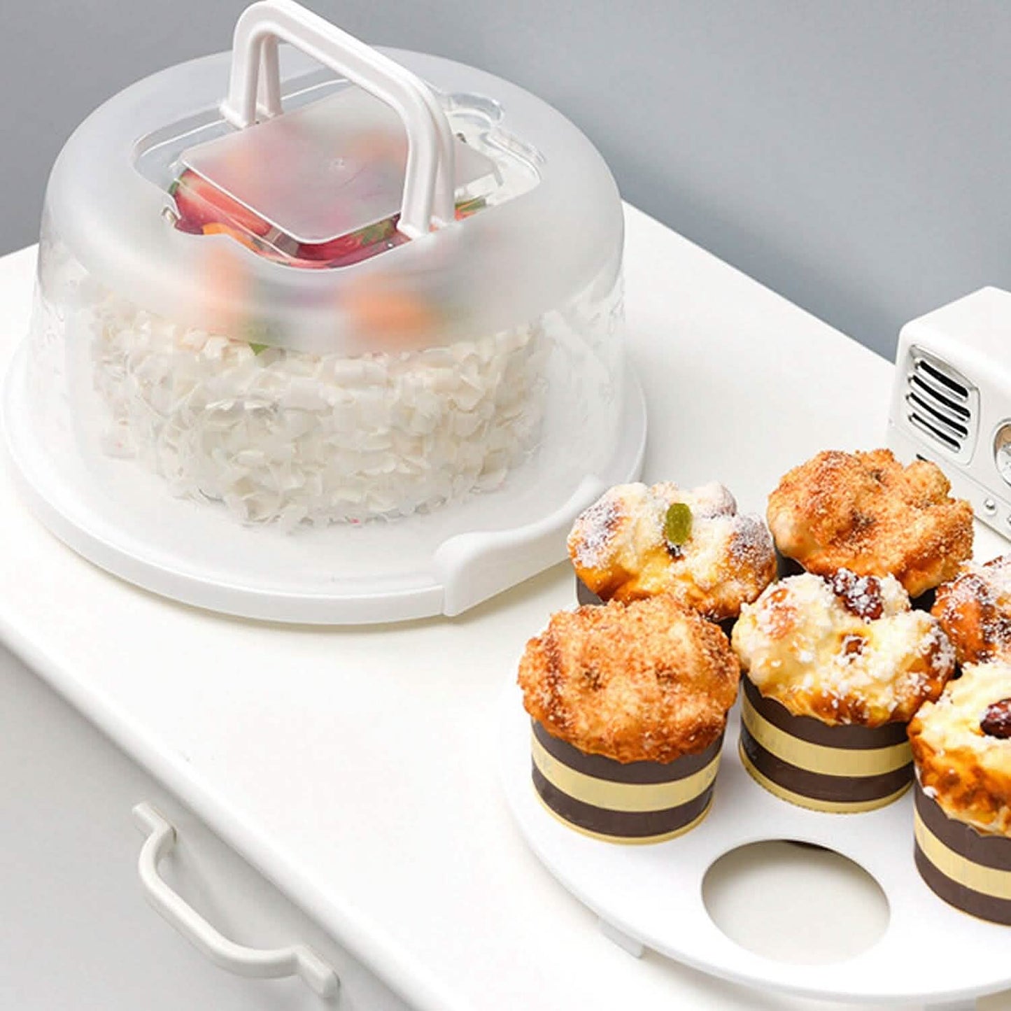 10" Cake Storage Container with Handle Plastic Cake Box