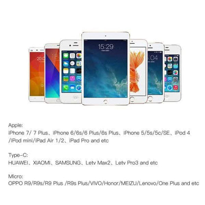 10 Foot High Speed 3-in-1 Lightning Micro & USB-C Charging Cable