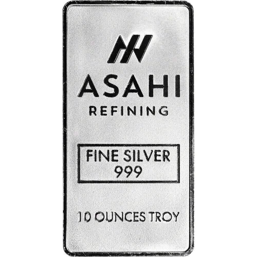 10 oz. Silver Bar - Asahi Refining - .999 Fine Silver in Sealed Protective Plastic