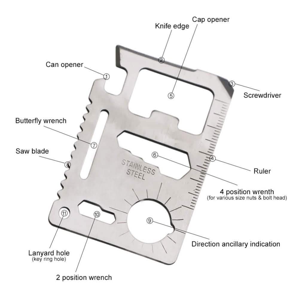 10-Pack: 11-in-1 Stainless Steel Survival Pocket Tool