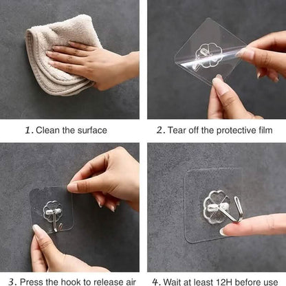 10-Pack: Self-Adhesive Wall Hooks