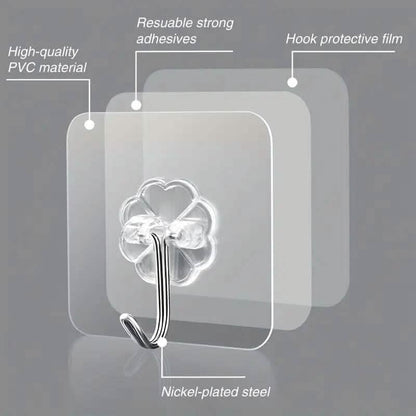 10-Pack: Self-Adhesive Wall Hooks