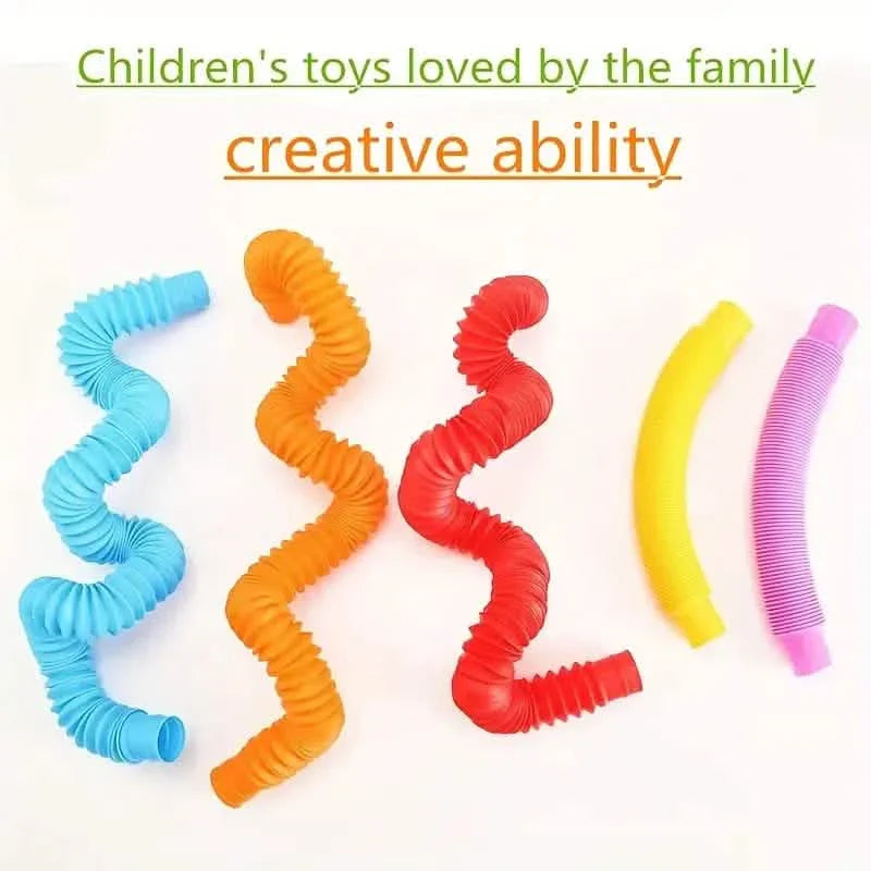 10-Pack: Sensory Pop Plastic Fidget Tubes Toy Set