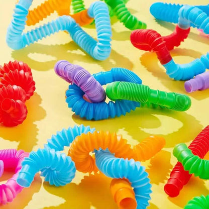 10-Pack: Sensory Pop Plastic Fidget Tubes Toy Set