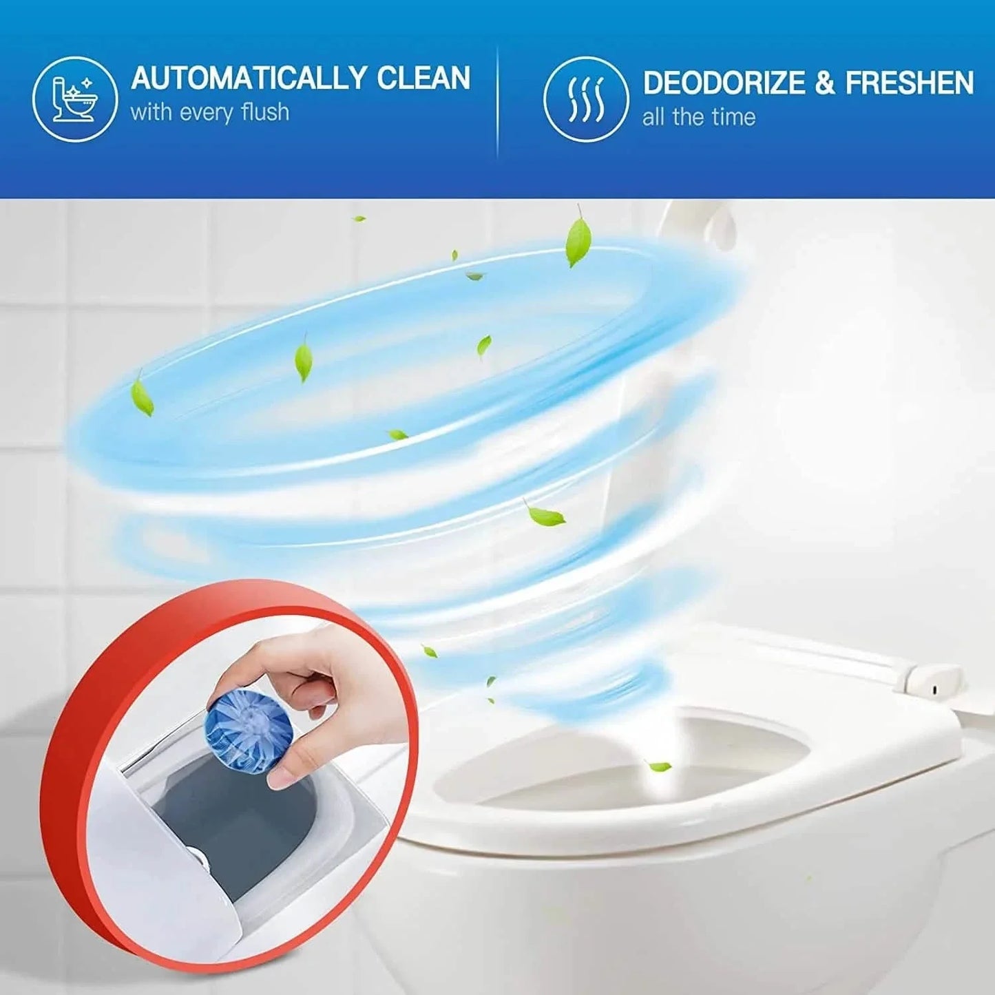 10-Pack: Vacplus Automatic Toilet Bowl Cleaner Tablets, Bathroom Toilet Tank Cleaner