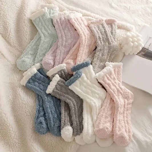 10-Pairs: Coral Fleece Crew Socks