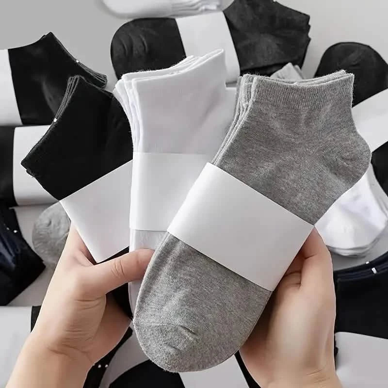 10-Pairs: Men's Solid Sport Low Cut Socks, Breathable Sweat-absorbing Comfy Soft Casual Simple Style Socks