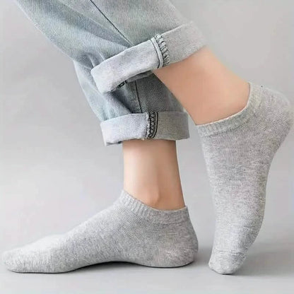 10-Pairs: Men's Solid Sport Low Cut Socks, Breathable Sweat-absorbing Comfy Soft Casual Simple Style Socks