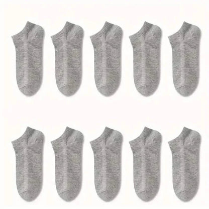 10-Pairs: Men's Solid Sport Low Cut Socks, Breathable Sweat-absorbing Comfy Soft Casual Simple Style Socks