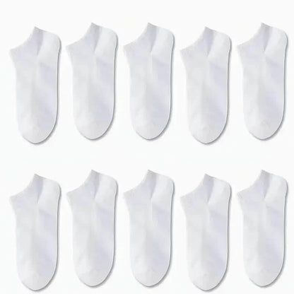 10-Pairs: Men's Solid Sport Low Cut Socks, Breathable Sweat-absorbing Comfy Soft Casual Simple Style Socks