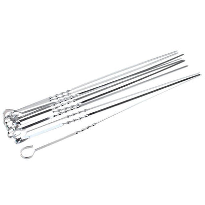 10-Piece: 15 Inches Stainless Steel Kabob Skewers