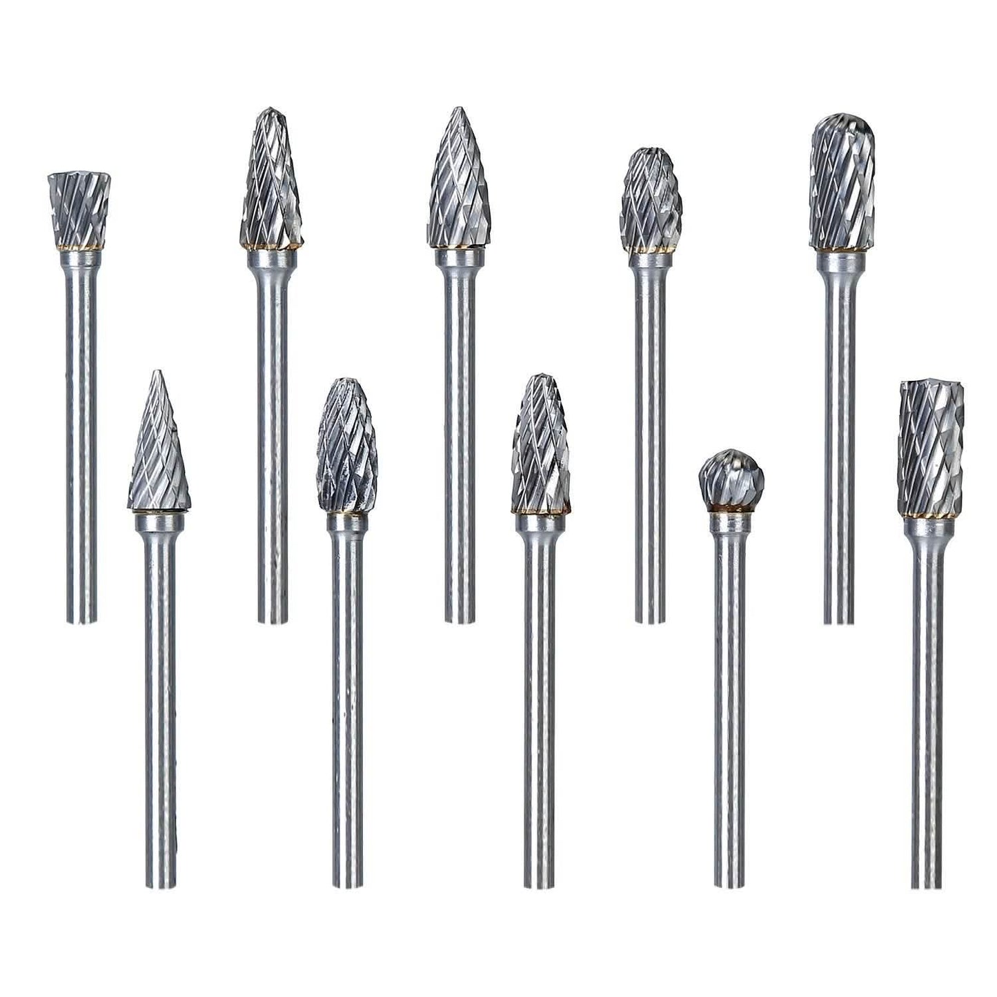 10-Piece: Double Cut Carbide Rotary Die Grinder Bit Set