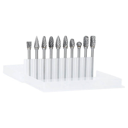 10-Piece: Double Cut Carbide Rotary Die Grinder Bit Set