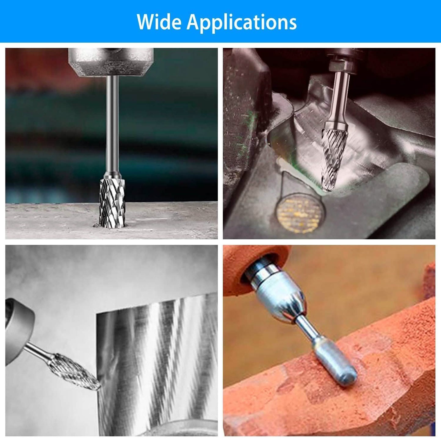 10-Piece: Double Cut Carbide Rotary Die Grinder Bit Set