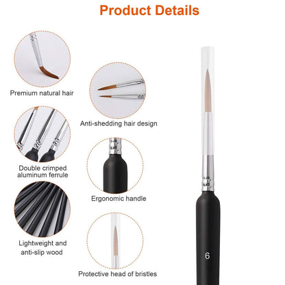 10-Piece: Miniature Detail Paint Brush Set