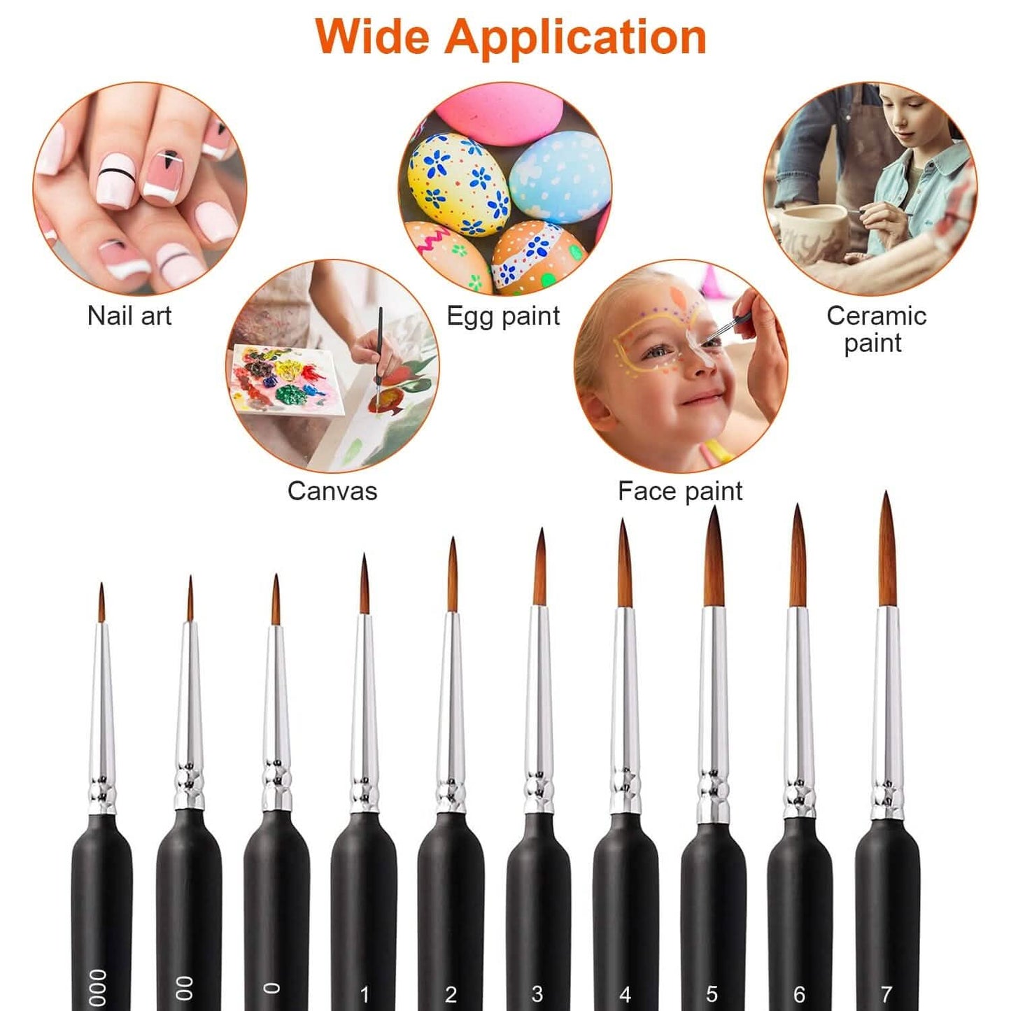 10-Piece: Miniature Detail Paint Brush Set