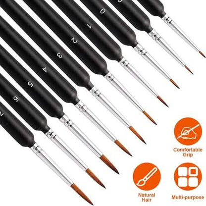 10-Piece: Miniature Detail Paint Brush Set