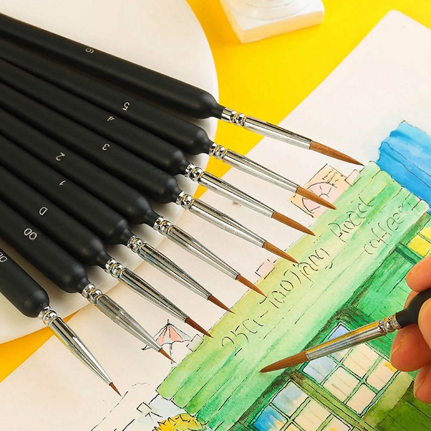 10-Piece: Miniature Detail Paint Brush Set