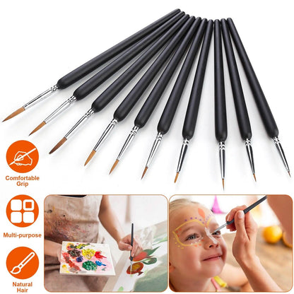10-Piece: Miniature Detail Paint Brush Set