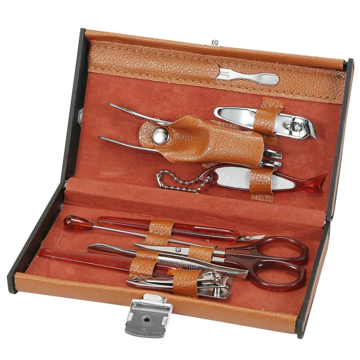 10-Piece: Pedicure, Manicure and Grooming Kit with Leather Case