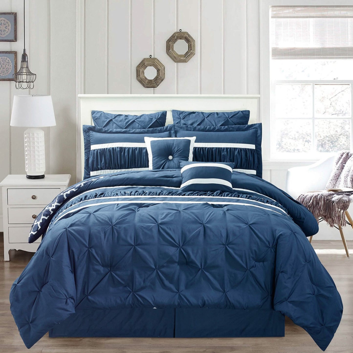 10-Piece Set: Kensie Hotel Quality Pintucked Oversized Comforter Set