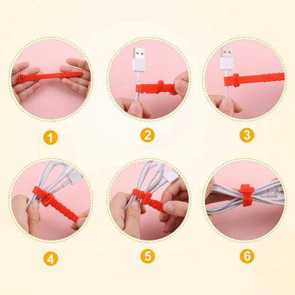 10-Pieces: 4.5 Inch Reusable Wire Ties Cord Organizer Straps Elastic Silicone Cord Organizer