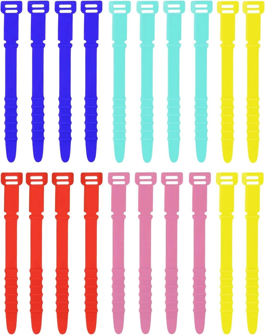10-Pieces: 4.5 Inch Reusable Wire Ties Cord Organizer Straps Elastic Silicone Cord Organizer